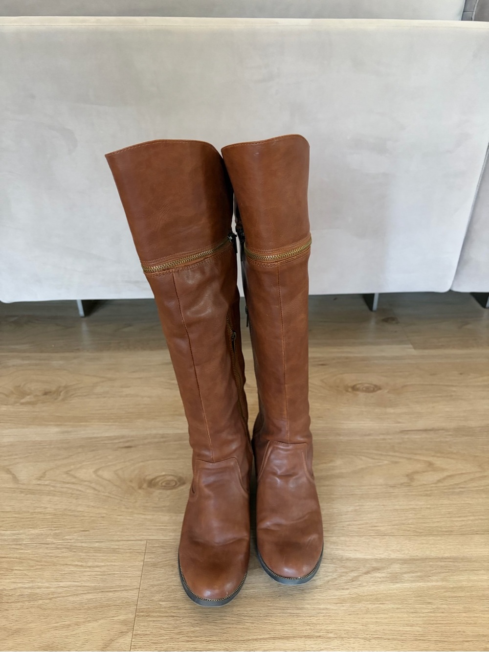 Dolce Vita Cognac Brown Over-the-Knee Leather Boots
